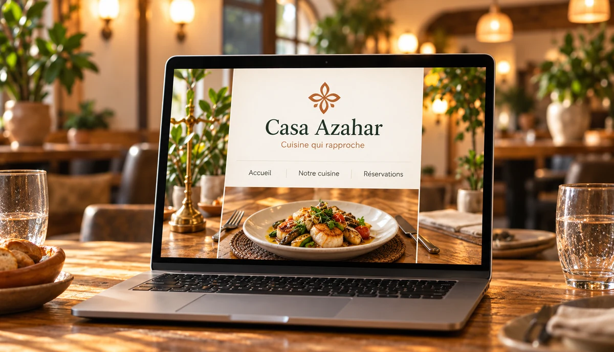 Un concept de site Casa Azahar dans un restaurant fictif.